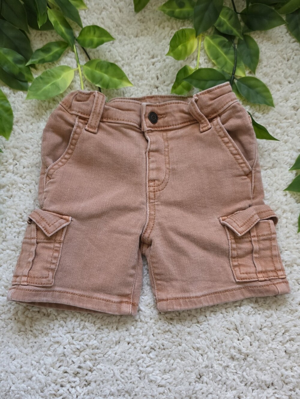Baby Boy Rusty Orange Cargo Shorts (12-18 Months)